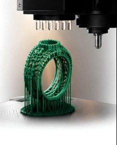 Jewellery ring pattern being 3D printed on a wax 3D printer